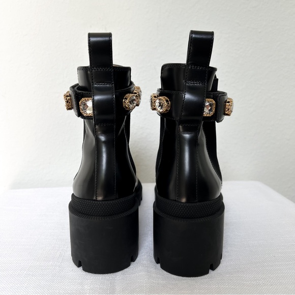 Gucci Leather Trip Leather Ankle Chelsea Boot with Jewels Belt - Picture 8 of 10